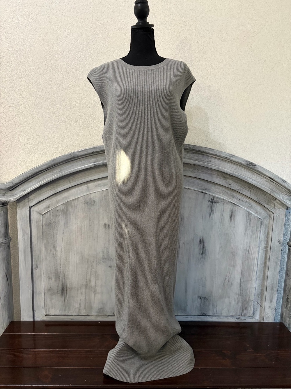 Worthington Sleeveless Ribbed Maxi Dress - Gray